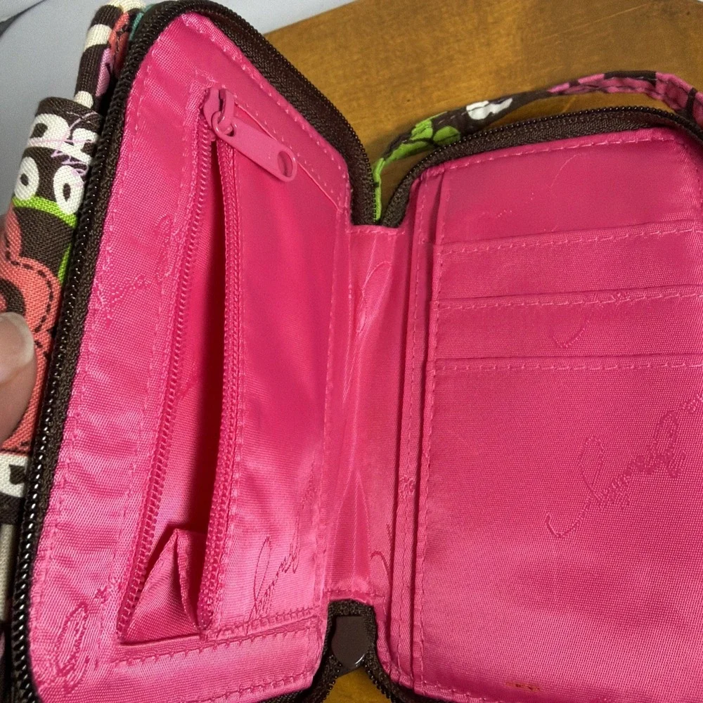Vera Bradley Quilted ID Wallet‎ Wristlet Floral Brown Pink Blue New Without Tags - Picture 9 of 9